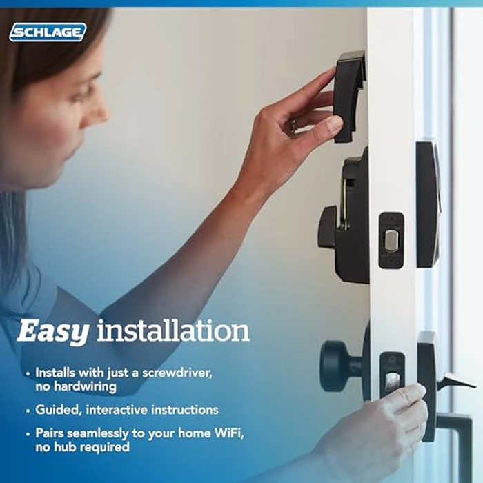 Schlage Encode Smart Wi-Fi Deadbolt Lock with Touchscreen Keypad, Keyless Front Door Entry, App Control, Alexa, Google Home and Airbnb Compatible, Satin Nickel, BE489WB CAM 619 by SCHLAGE - Image 6