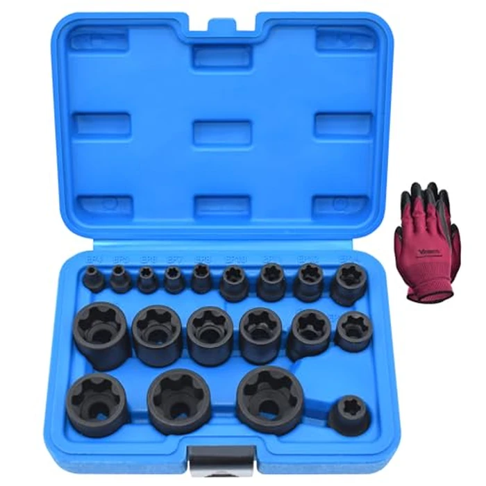 Yuesstloo Torx Plus Socket Set, External Torx Plus 6 Point EP Socket EP4 - EP32 19Pcs With 1/2'' 3/8'' 1/4'' Dr, Replacement for E-TORX Socket Set, Works with Most Cars and Tesla by Yuesstloo - Image 1