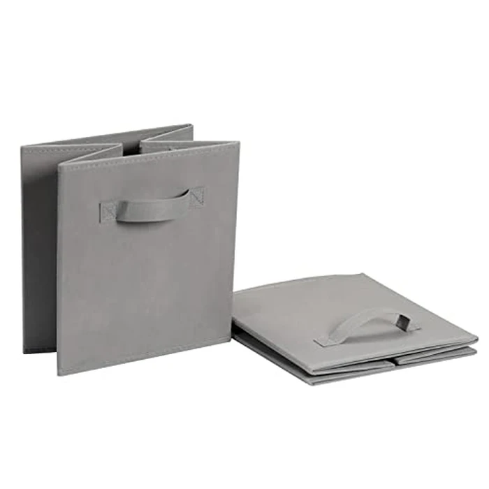 Amazon Basics Collapsible Fabric Storage Cube Bins Organizer with Handles for Organizing, Sturdy, Gray, 13 x 13 x 13 inch, 6-Pack by Amazon Basics - Image 3