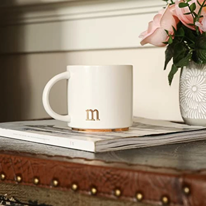 COLLECTIVE HOME - Monogram Ceramic Mugs, 15 oz Golden Initial Coffee Cups, Elegant Alphabet Tea Mugs, Elegant Personalized Mug with Gift Box, Luxurious Cups for Office and Home (m) by COLLECTIVE HOME - Image 3