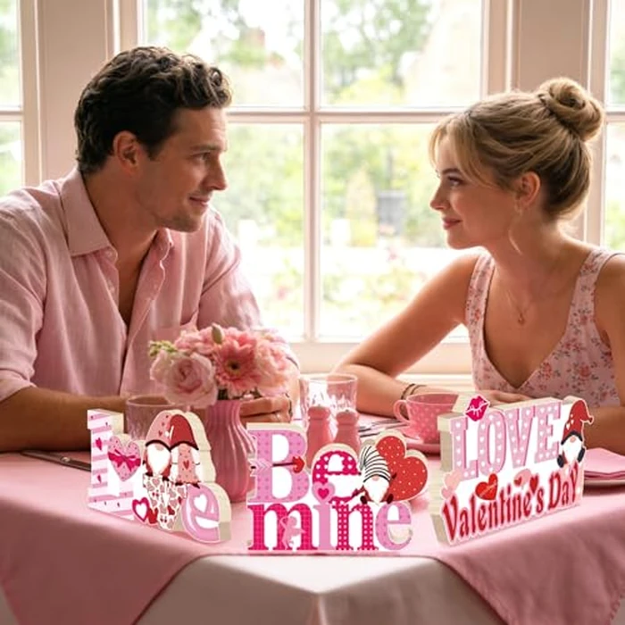 HABDJILTY 7Pcs Valentine's Day Decorations Wooden Table Centerpieces for Valentine's Day Party Decoration Valentines Day Table Decorations for Office Home Party Supplies Decor by HABDJILTY - Image 3