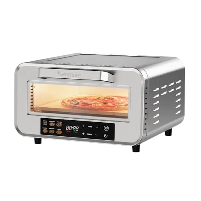 Kenmore Indoor Electric 12 inch Pizza Oven - 750 degreesF High Heat for Wood Fired Style, 5 Presets, Pizza Stone & Peel, Stainless Steel Four a Pizza Electrique by Koolatron - Used - Like New condition