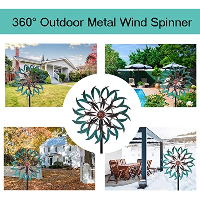 VEWOGARDEN 360 degrees Outdoor Wind Spinner, Wind Sculpture Spinner with Metal Stake, Yard Art Decor for Patio, Lawn & Garden 63 * 13 by VEWOGARDEN - Image 5