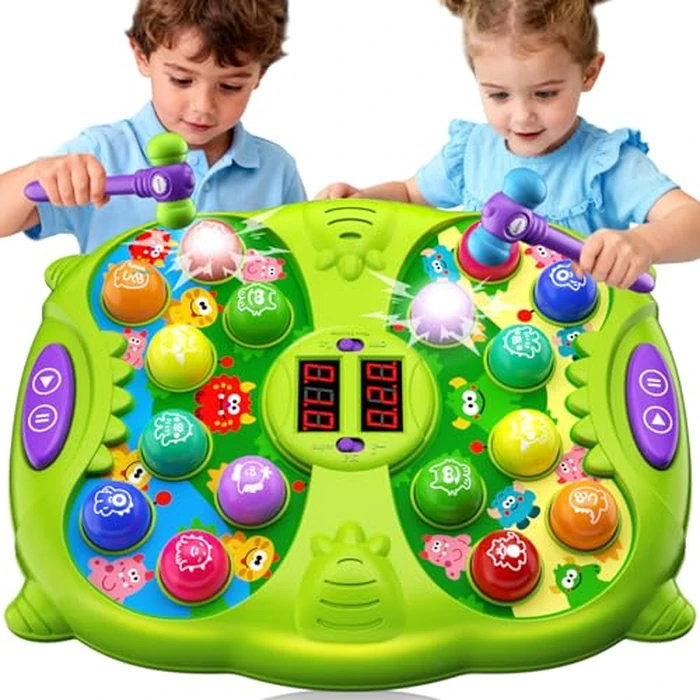 Noltola Whack Mole Game for Kids, Idea Gift for 3-12 Year Old Boys and Girls, Interactive Pounding Toy with 2 Hammers, Lights & Sounds, 3 Game Modes Educational Toy for 3 4 5 6+ Year Old Boys- Green by Noltola - Used - Like New condition - US$24.16