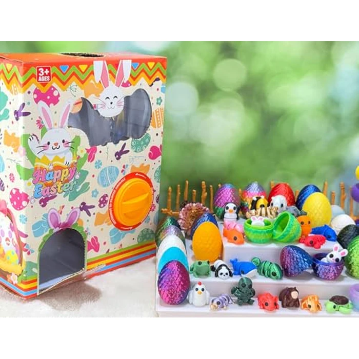 24 Pack Prefilled Easter Eggs with 3D Printed Articulated Animals Inside - Reusable Vending Machine Toy Easter Eggs for Easter Egg Hunt, Party Favor Bags, Gift Filler for Kids by Generic - Image 7