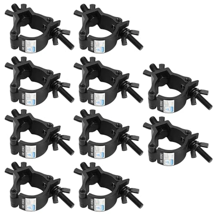 GBGS 10 Pack Black Truss Clamps,Aluminum Alloy DJ Light Clamp,Fits O.D. 2 Inch Truss for Stage Lighting Projector Par Lights,Max Load 220lb,TUV Certificated ID:1111246880 by GBGS - Used - Like New condition - US$32.06