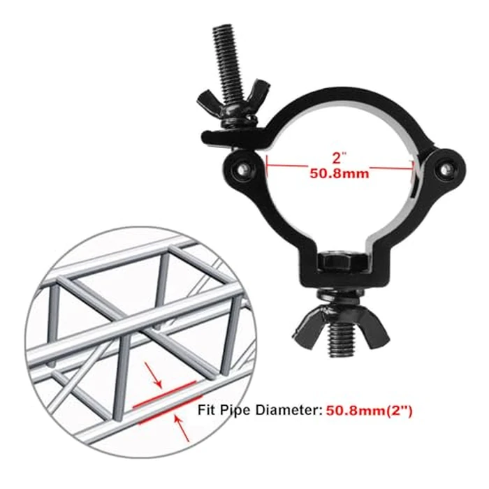 GBGS 10 Pack Black Truss Clamps,Aluminum Alloy DJ Light Clamp,Fits O.D. 2 Inch Truss for Stage Lighting Projector Par Lights,Max Load 220lb,TUV Certificated ID:1111246880 by GBGS - Image 3
