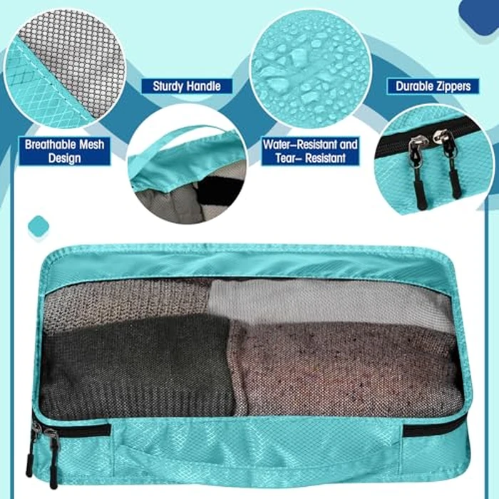 Bulyoou 5 Pcs Packing Cubes for Suitcase Large Travel Cubes Carry on Luggage Organizer Bags for Clothes Accessories(S,Blue) by Bulyoou - Image 2