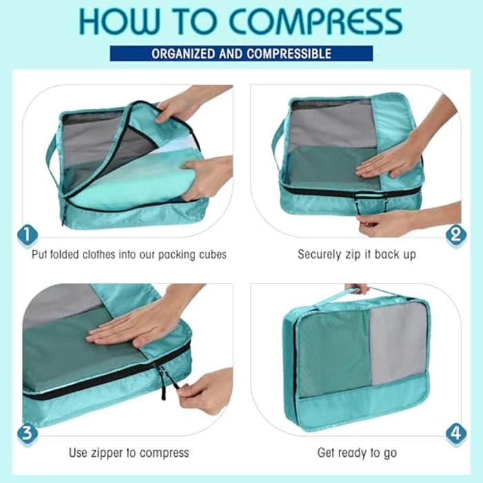 Bulyoou 5 Pcs Packing Cubes for Suitcase Large Travel Cubes Carry on Luggage Organizer Bags for Clothes Accessories(S,Blue) by Bulyoou - Image 3