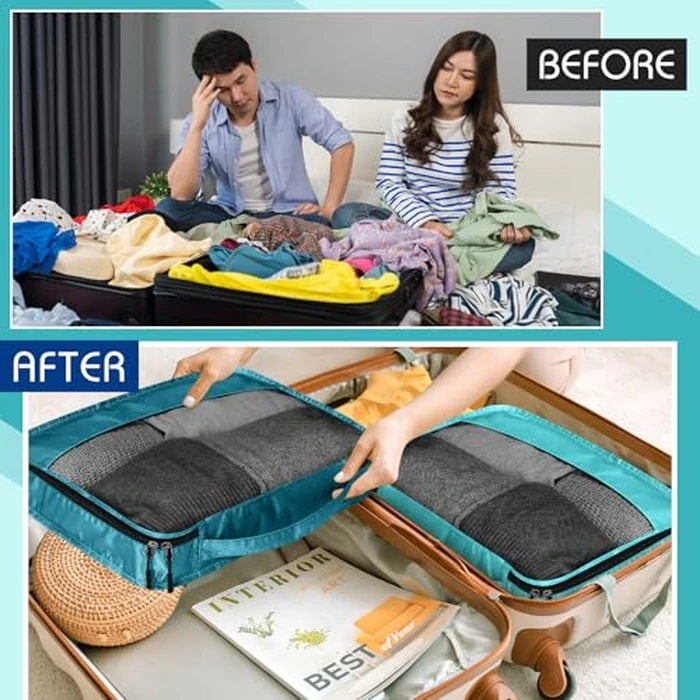 Bulyoou 5 Pcs Packing Cubes for Suitcase Large Travel Cubes Carry on Luggage Organizer Bags for Clothes Accessories(S,Blue) by Bulyoou - Image 5