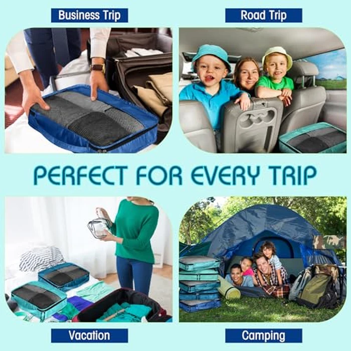 Bulyoou 5 Pcs Packing Cubes for Suitcase Large Travel Cubes Carry on Luggage Organizer Bags for Clothes Accessories(S,Blue) by Bulyoou - Image 7