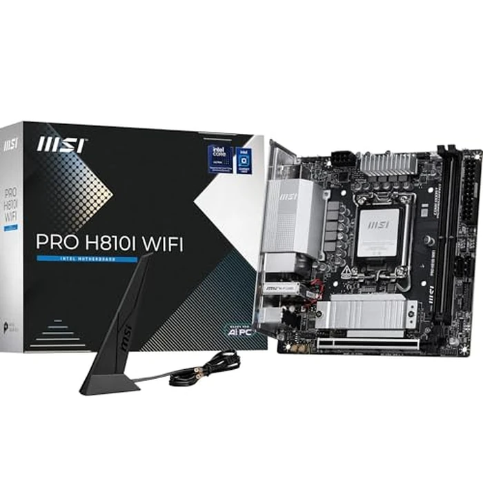 MSI PRO H810I WiFi Motherboard, ITX - Supports Intel Core Ultra Processors (Series 2), LGA 1851 - DDR5 Memory Boost (6400 MT/s MAX), PCIe 5.0 x16, M.2 Gen4, 2.5G LAN by MSI - Image 1