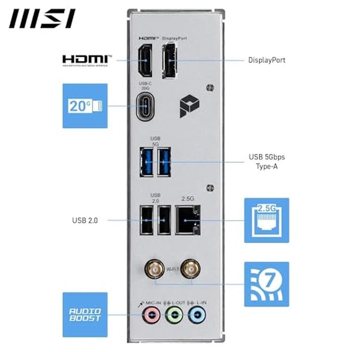 MSI PRO H810I WiFi Motherboard, ITX - Supports Intel Core Ultra Processors (Series 2), LGA 1851 - DDR5 Memory Boost (6400 MT/s MAX), PCIe 5.0 x16, M.2 Gen4, 2.5G LAN by MSI - Image 6