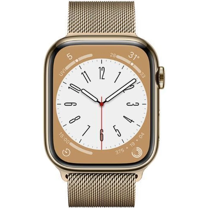 Apple Watch Series 8 (Cellular + GPS) - 32GB - 41mm - Gold Stainless Steel Case with Gold Stainless Steel Milanese Loop Band by Apple - Refurbished - Premium condition
