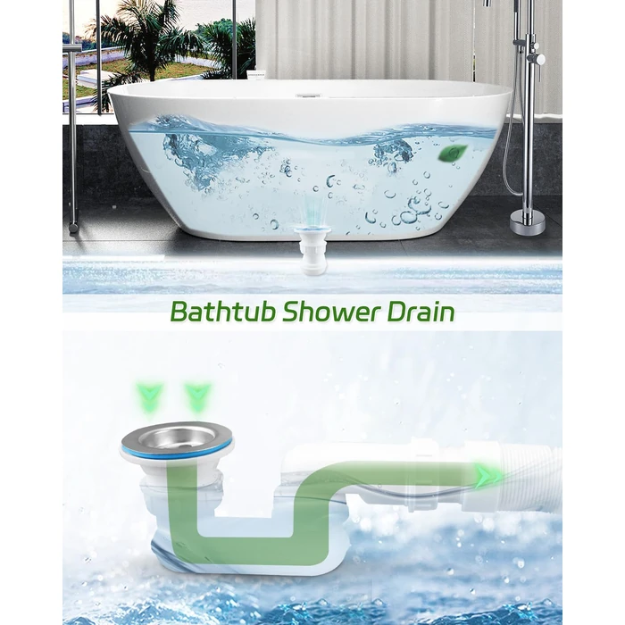 Nahntaipy Bathtub Shower Drain Pipe, Low Profile 1-1/2" P Trap Fit for Freestanding Bathtubs and RV Bathtubs by Nahntaipy - Image 3