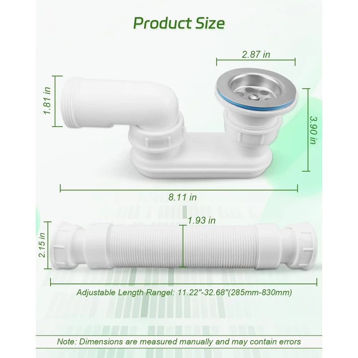 Nahntaipy Bathtub Shower Drain Pipe, Low Profile 1-1/2" P Trap Fit for Freestanding Bathtubs and RV Bathtubs by Nahntaipy - Image 4