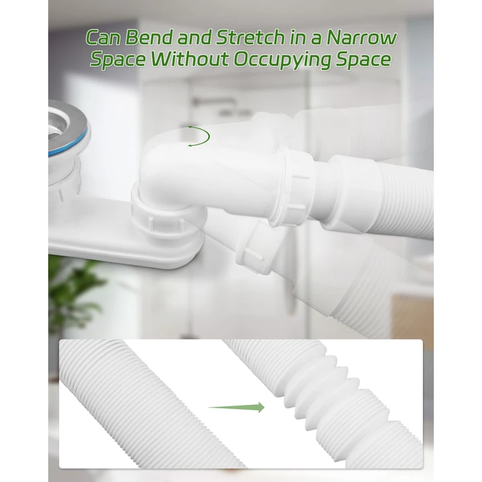 Nahntaipy Bathtub Shower Drain Pipe, Low Profile 1-1/2" P Trap Fit for Freestanding Bathtubs and RV Bathtubs by Nahntaipy - Image 5