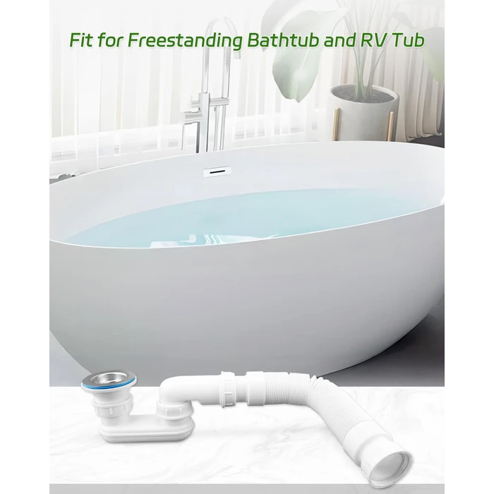 Nahntaipy Bathtub Shower Drain Pipe, Low Profile 1-1/2" P Trap Fit for Freestanding Bathtubs and RV Bathtubs by Nahntaipy - Image 6
