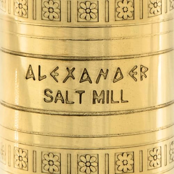 Alexander Home The Original Greek Salt Mill 8 Inch Tall | European Salt Mill Grinder with Crank Handle | Manual Salt Grinder | Salt Refillable - Brass by Alexander Home - Image 4
