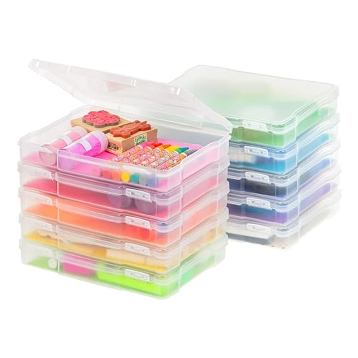 IRIS USA 10 Pack 5" x 7" Photo Storage and Embellishment Craft Case with Snap-Tight Lid, Holds Up to 100 Photos, Stackable, BPA Free, Clear by IRIS USA - Used - Very Good condition - CA$19.96