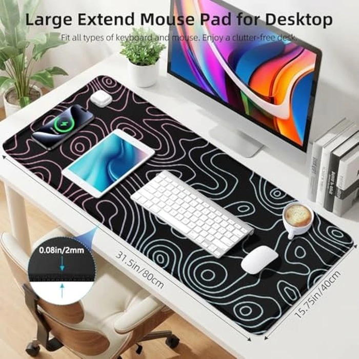 Large Mouse Pad for Desk - Gaming Mouse Pad with Non-Slip Base Stitched Edges, Desk Mat for Keyboard and Mouse by Rcege - Image 6