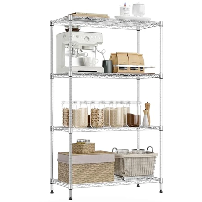 Storage Shelving Heavy Duty 4-Tier Utility Shelves Wire Rack for Home,Kitchen,Office,Chrome 1000 lbs (13.7" D x 29.5" W x 47.2" H) by IZEUK - Used - Like New condition - CA$70.87