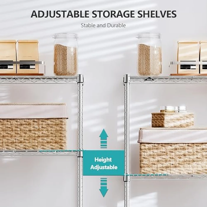 Storage Shelving Heavy Duty 4-Tier Utility Shelves Wire Rack for Home,Kitchen,Office,Chrome 1000 lbs (13.7" D x 29.5" W x 47.2" H) by IZEUK - Image 4