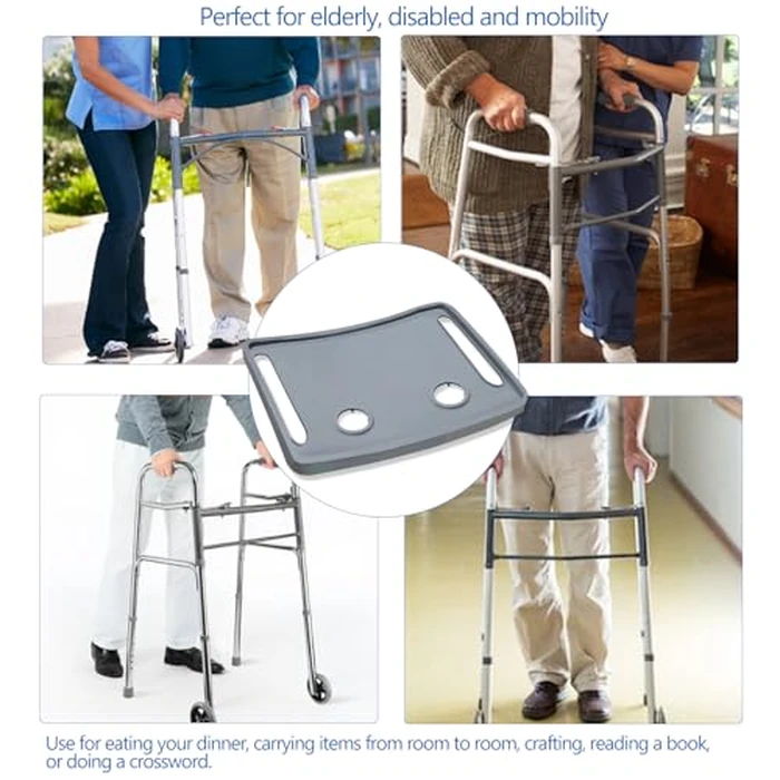 Walker Tray for Elderly Disabled, Folding Rollator Desk Lap Board Eating Aid, Easy Install, Fits for 16"-19" Handle Distance by MENURSY - Image 5