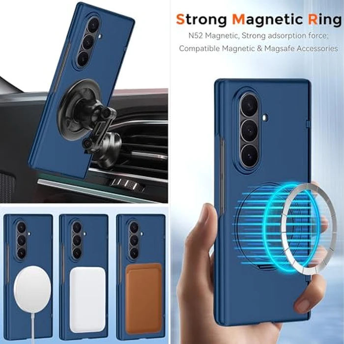 YQODSZ for Samsung Galaxy Z Fold 7 Case with Ring Stand, Z Fold 7 Magnetic Case Compatible Magsafe Accessories Screen Protector Hinge Cover Full-Body Slim Phone Case for Z Fold 7 Blue by YQODSZ - Image 2
