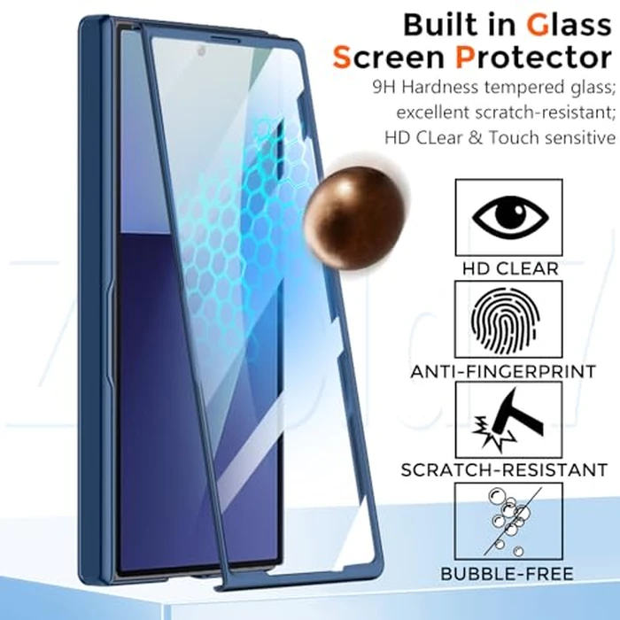 YQODSZ for Samsung Galaxy Z Fold 7 Case with Ring Stand, Z Fold 7 Magnetic Case Compatible Magsafe Accessories Screen Protector Hinge Cover Full-Body Slim Phone Case for Z Fold 7 Blue by YQODSZ - Image 4