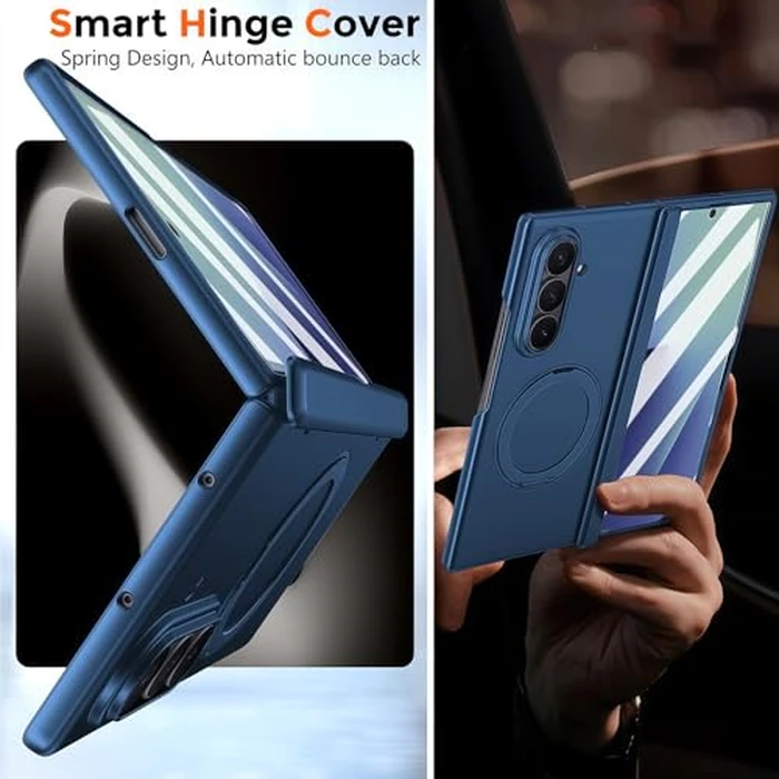 YQODSZ for Samsung Galaxy Z Fold 7 Case with Ring Stand, Z Fold 7 Magnetic Case Compatible Magsafe Accessories Screen Protector Hinge Cover Full-Body Slim Phone Case for Z Fold 7 Blue by YQODSZ - Image 6