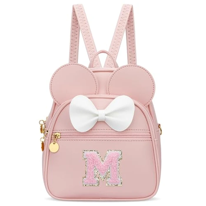 KKXIU Girls Initial Bowknot Cute Mini Backpack for Toddler, Travel Small Girl Backpacks, Personalized Birthday Gifts for Little Girls and Kids(M, Pink) by KKXIU - Used - Like New condition - US$16.95