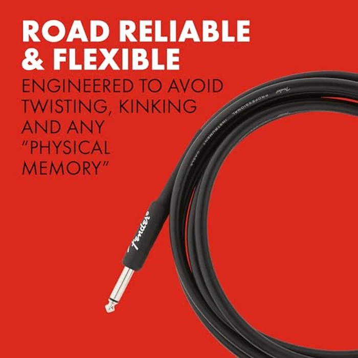 Fender Professional Series Instrument Cable, Guitar Cable, Guitar Accessories, Straight/Angle, Black, 10ft by Fender - Image 3