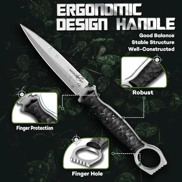 Moontay Fixed Blade Hunting Knife with K-Sheath, Full Tang Survival Knife with G10 Handle, High Carbon Stainless Camping Knives for Outdoor Bushcraft, Cool Knives for Men, Gift Idea for Men by Moontay - Image 3