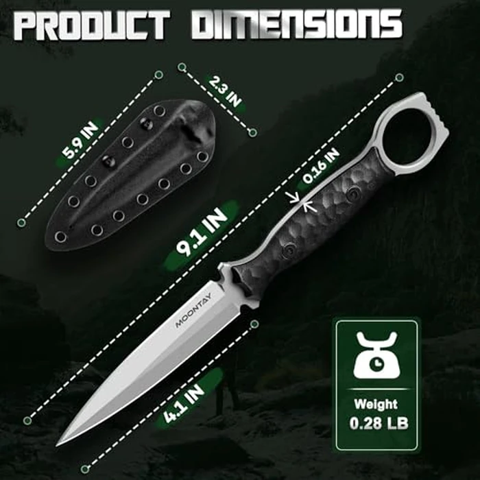Moontay Fixed Blade Hunting Knife with K-Sheath, Full Tang Survival Knife with G10 Handle, High Carbon Stainless Camping Knives for Outdoor Bushcraft, Cool Knives for Men, Gift Idea for Men by Moontay - Image 4