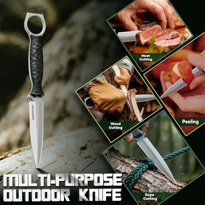 Moontay Fixed Blade Hunting Knife with K-Sheath, Full Tang Survival Knife with G10 Handle, High Carbon Stainless Camping Knives for Outdoor Bushcraft, Cool Knives for Men, Gift Idea for Men by Moontay - Image 5