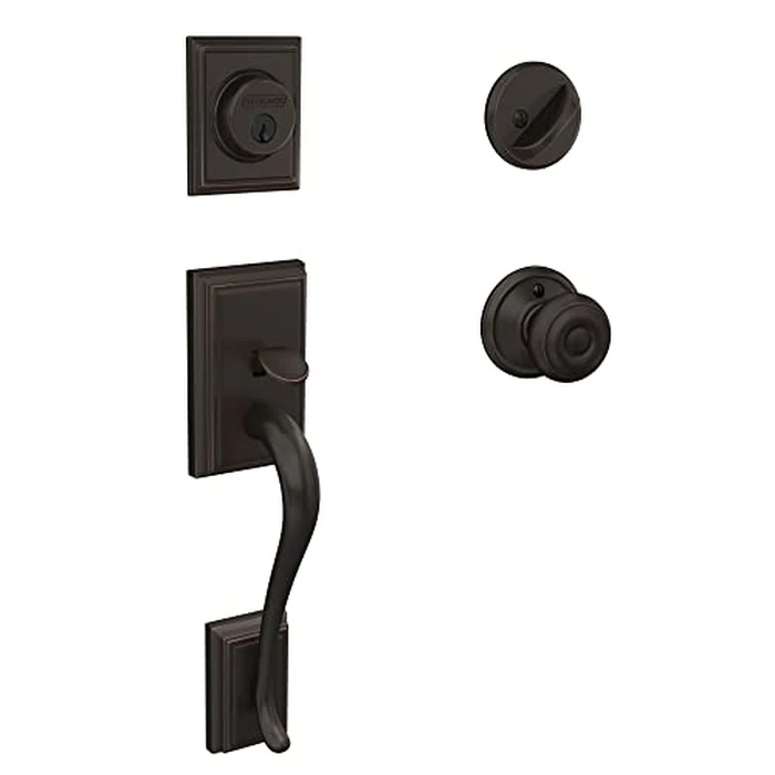 Addison Single Cylinder Handleset and Georgian Knob, Aged Bronze (F60 V ADD 716 GEO) by SCHLAGE - Used - Very Good condition