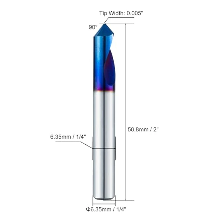 90 Degree V Groove O Flute Spiral Router Bit,Chamfer End Mill Router Bits 1/4 Inch Shank,Single Flute CNC Carbide V-bit for Wood, PVC, Plastic and Acrylic by MDBTTOOLS - Image 2