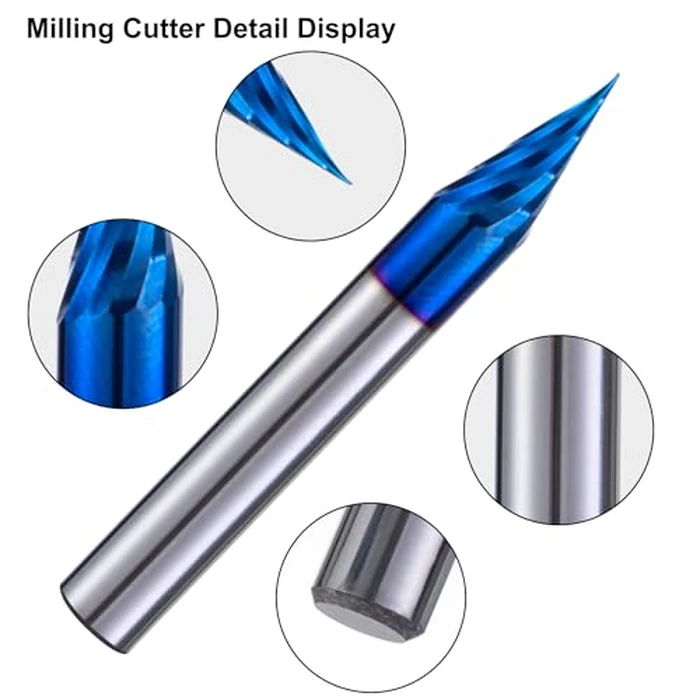 90 Degree V Groove O Flute Spiral Router Bit,Chamfer End Mill Router Bits 1/4 Inch Shank,Single Flute CNC Carbide V-bit for Wood, PVC, Plastic and Acrylic by MDBTTOOLS - Image 3
