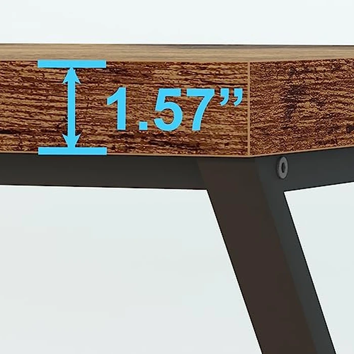 IBF Rustic Computer Desk, Industrial 47” Home Office Desk, Farmhouse Wood Metal Work Desk for Writing Study, Vintage Minimalist Executive Workstation PC Gaming Table in Bedroom, Rustic Brown by IBF - Image 6