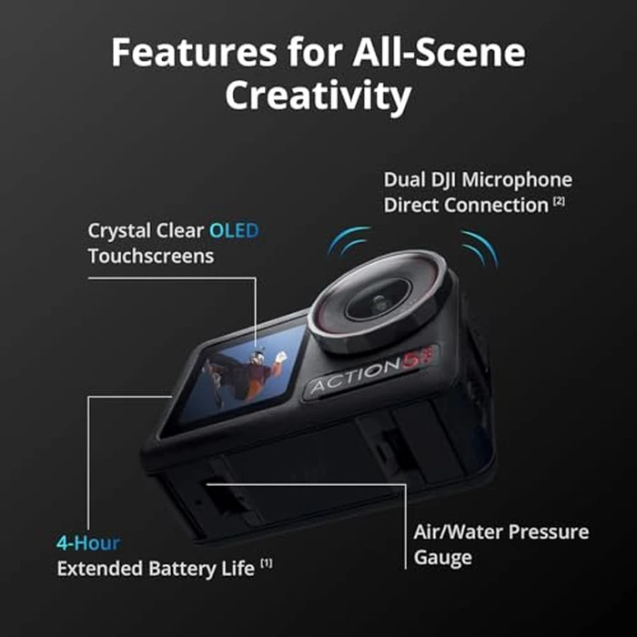 DJI Osmo Action 5 Pro Essential Combo, Waterproof Action Camera with 1/1.3" Sensor, 4K/120fps Video, Subject Tracking, Stabilization, Dual OLED Touchscreens, Action Camera 4K Ideal for Sports, Vlog by DJI - Image 4