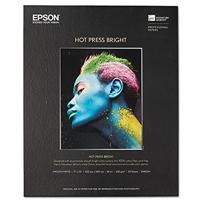 Epson Paper, Hot Press Bright, 17' x 22' 25 sheets by Epson - Used - Very Good condition