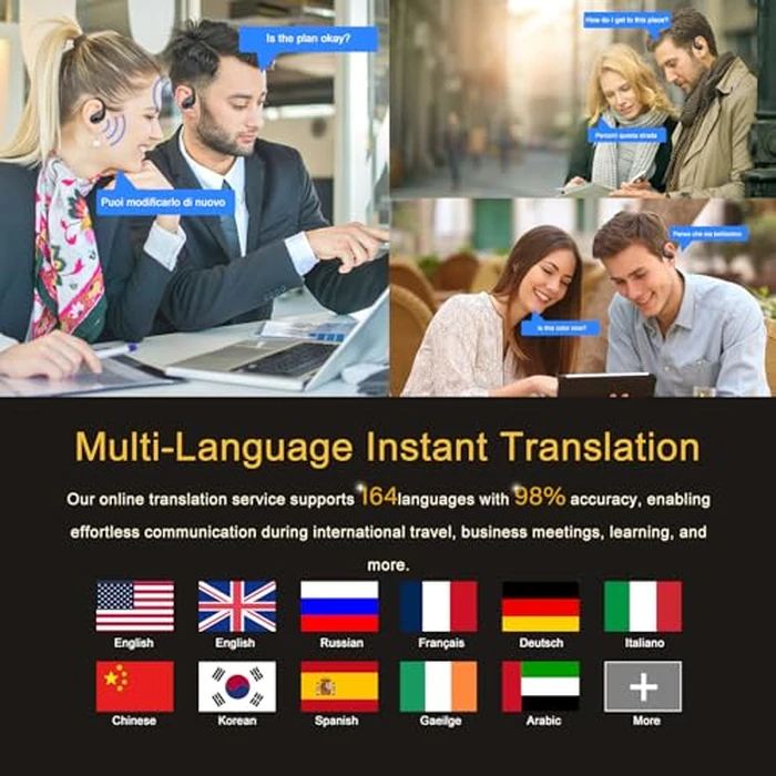 AI Language Translation Earbuds Real Time, 75H Bluetooth 5.4 Translator Earbuds with 164 Languages/7 Translation Modes, 3-in-1 Translator Headphones with ENC Mics & APP for Travel/Study/Business by STECEi - Image 3