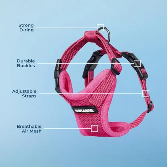 Voyager Step-in Pet Harness - All Weather Mesh, Adjustable Step in Harness for Cats and Dogs by Best Pet Supplies - Fuchsia, M by Best Pet Supplies - Image 4