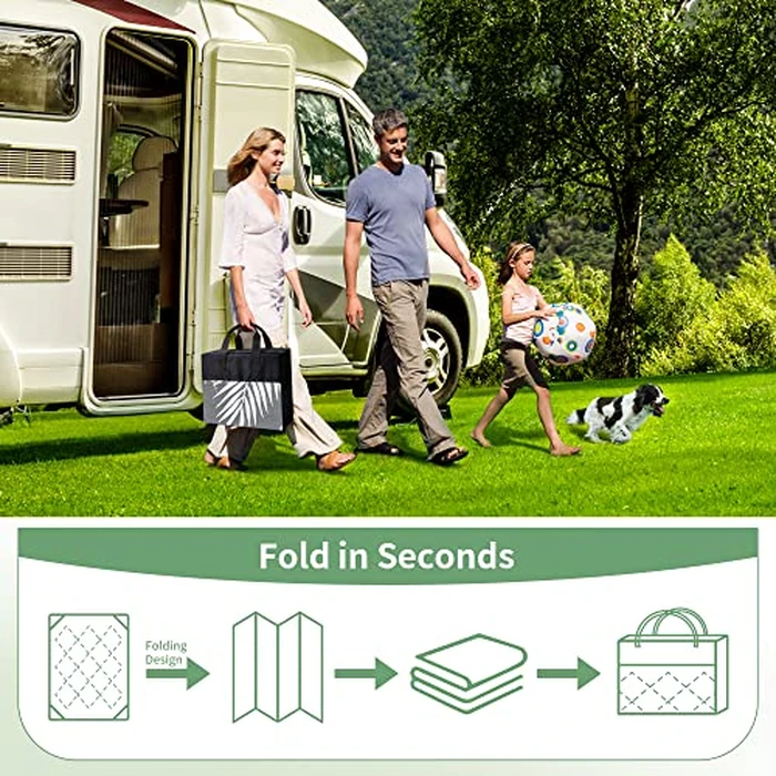 GENIMO Outdoor Rug 3' x 5' Waterproof for Patios Clearance, Reversible Outdoor Plastic Straw Camping Rug Carpet, Large Area Rugs Mats for RV, Camper, Deck, Balcony, Porch, Beach, Picnic, Grey&White by GENIMO - Image 6