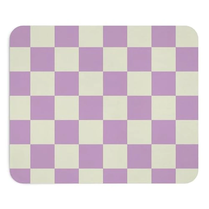 Mousepad Plaid Pattern Lavender and Cream Mouse Pad Pastel Style Soft Mat Cute Decoration for Desk Office Home Accessory Modern Stylish Mousepad by Teegarb Letter Blanket - Image 1