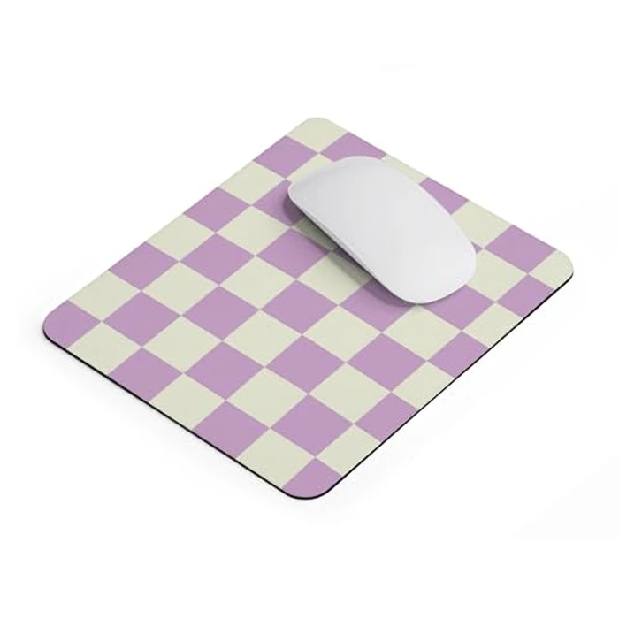 Mousepad Plaid Pattern Lavender and Cream Mouse Pad Pastel Style Soft Mat Cute Decoration for Desk Office Home Accessory Modern Stylish Mousepad by Teegarb Letter Blanket - Image 4