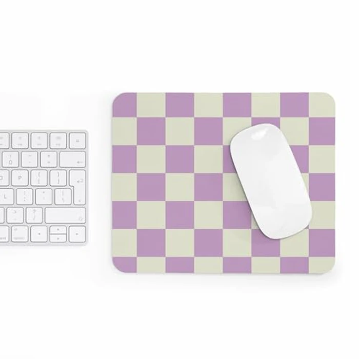 Mousepad Plaid Pattern Lavender and Cream Mouse Pad Pastel Style Soft Mat Cute Decoration for Desk Office Home Accessory Modern Stylish Mousepad by Teegarb Letter Blanket - Image 5