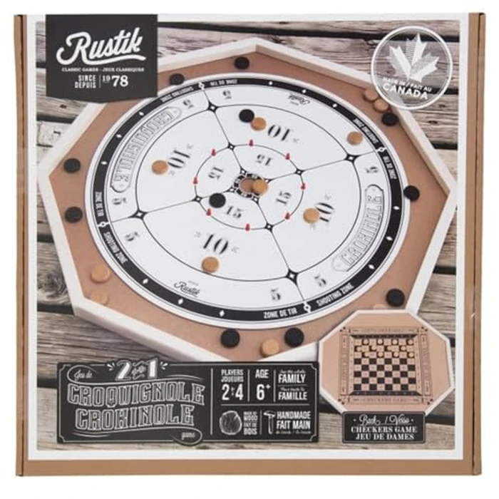Rustik Crokinole De Luxe 2 Games in 1 Board, Multicolor by Rustik - Image 1