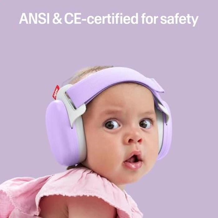 Alpine Muffy Baby Comfort - Protects Hearing for Babies and Toddlers - CE & ANSI Certified - Headband for Safe fit & Comfort - Adjustable for Ages 3-48 Months - 24dB Sound Reduction, Purple by Alpine Hearing Protection - Image 4